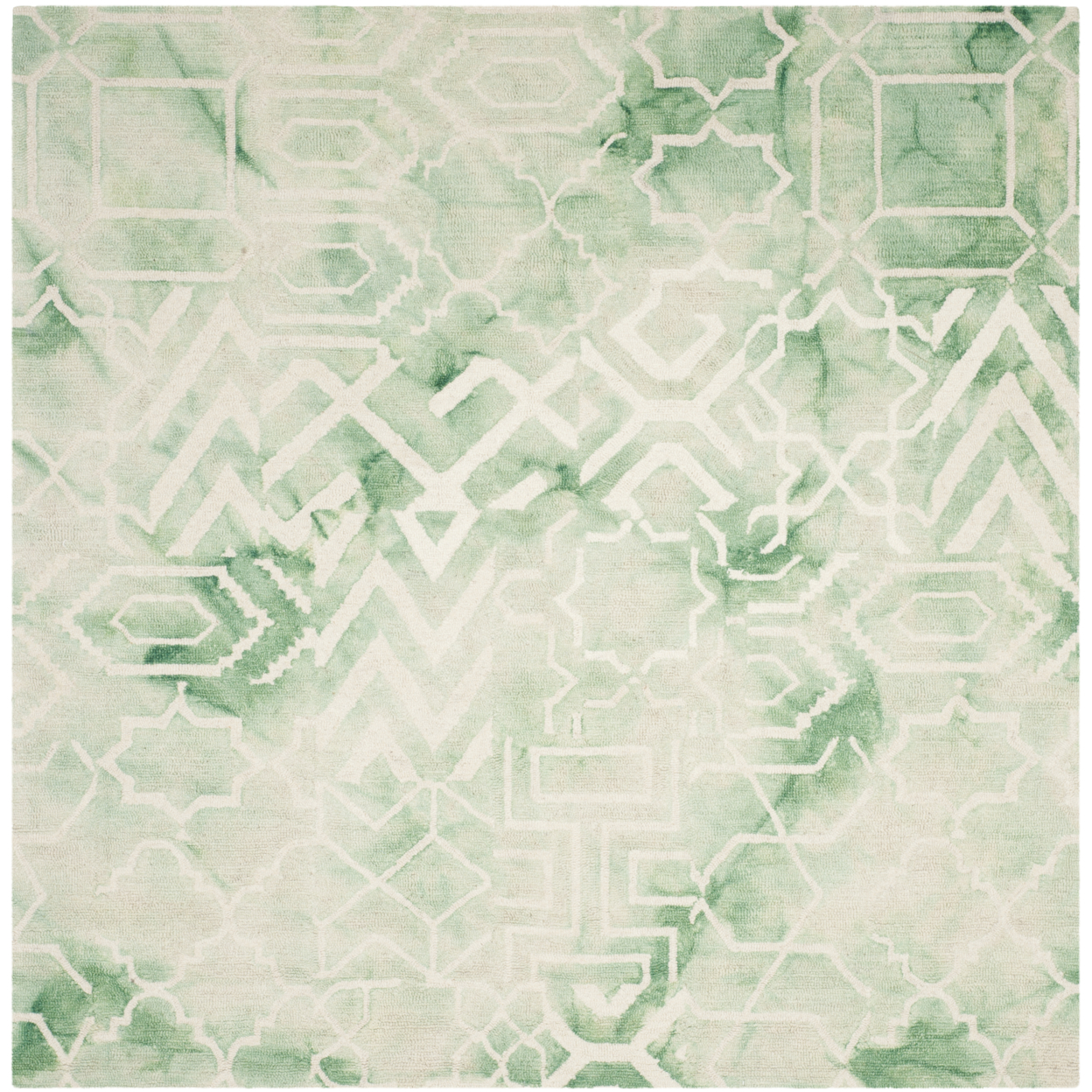 SAFAVIEH Dip Dye DDY678Q Handmade Green / Ivory Rug - 5' Square