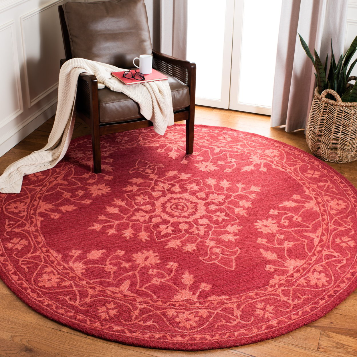 SAFAVIEH Dip Dye Collection DDY702Q Handmade Red Rug - 7' Square