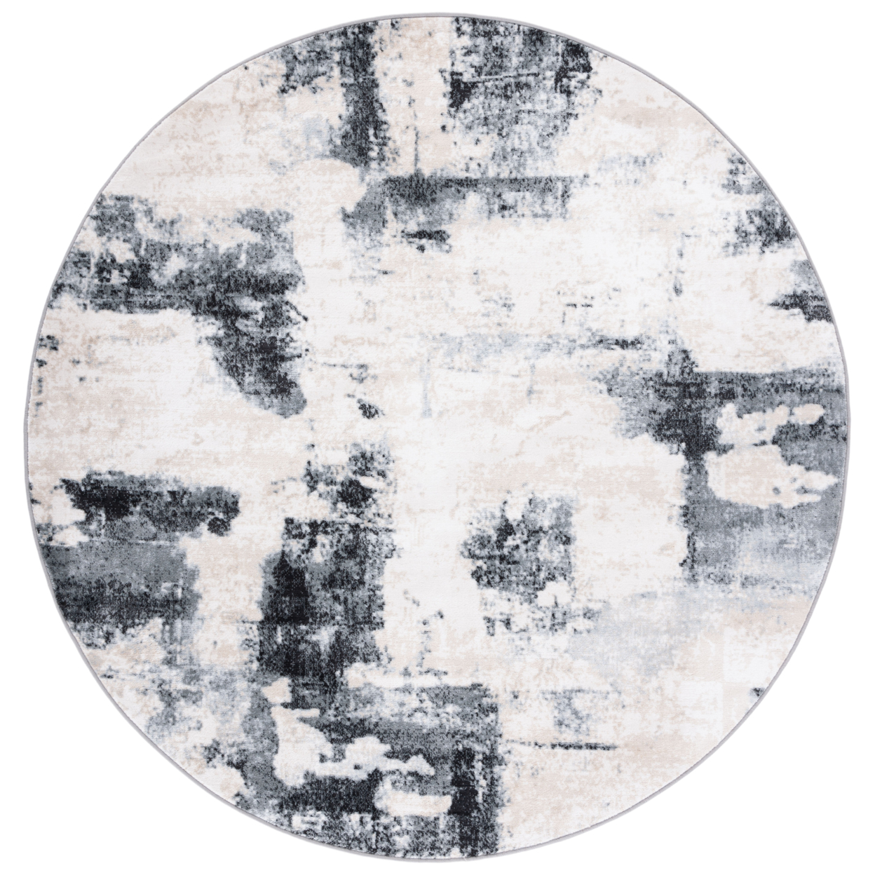 SAFAVIEH Lagoon Collection LGN208A Ivory / Charcoal Rug - 6-7 X 6-7 Round