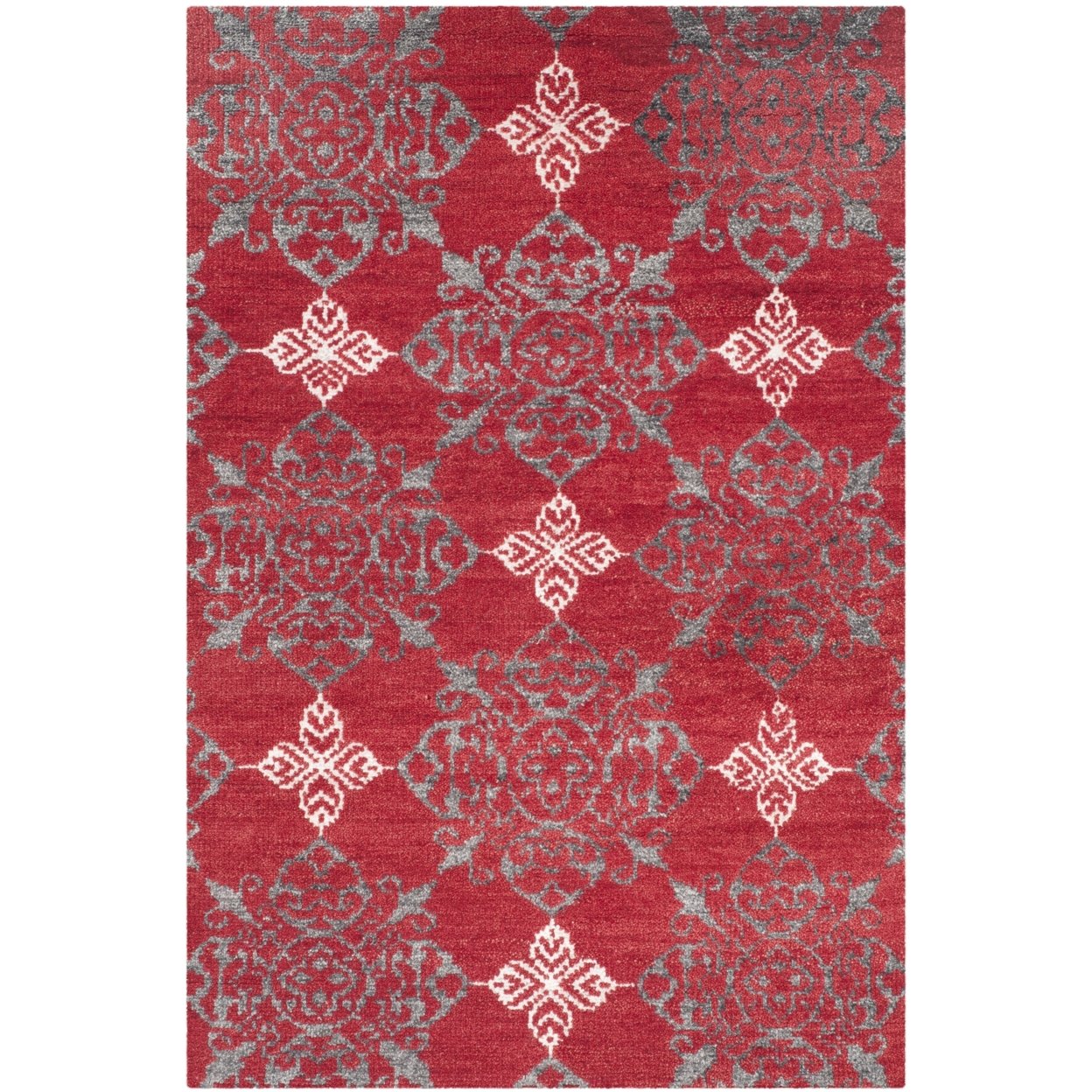 SAFAVIEH Stone Wash STW243A Hand-knotted Red / Ivory Rug - 5' X 8'