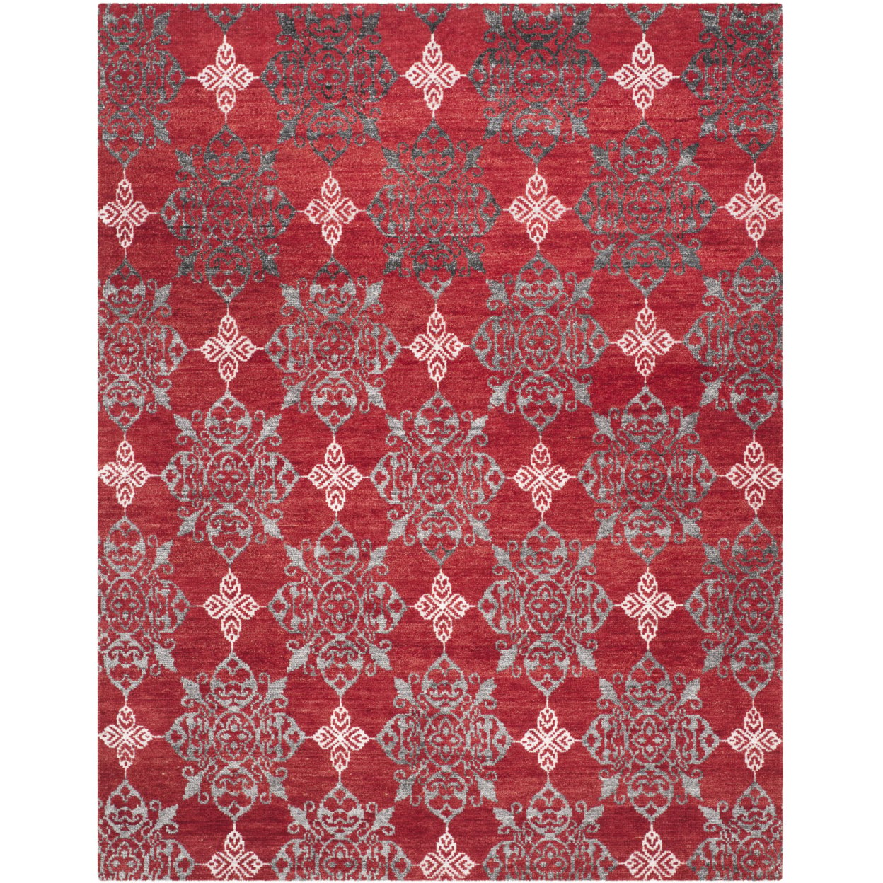 SAFAVIEH Stone Wash STW243A Hand-knotted Red / Ivory Rug - 8' X 10'