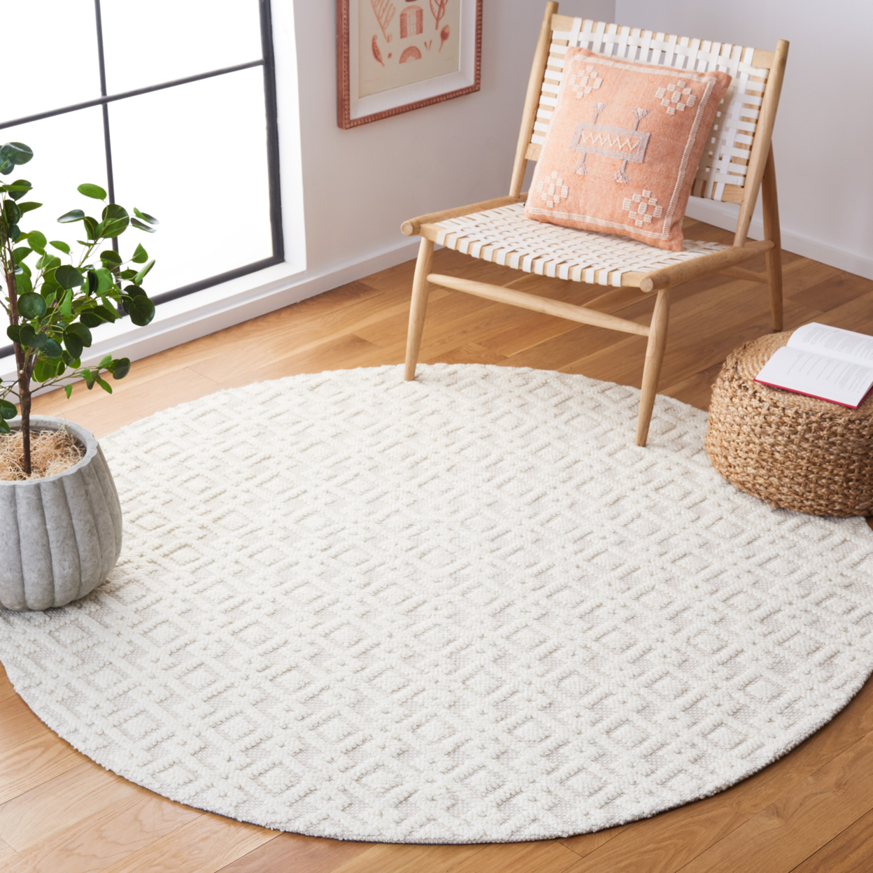 SAFAVIEH Vermont Collection VRM102A Handwoven Ivory Rug - 4' Square