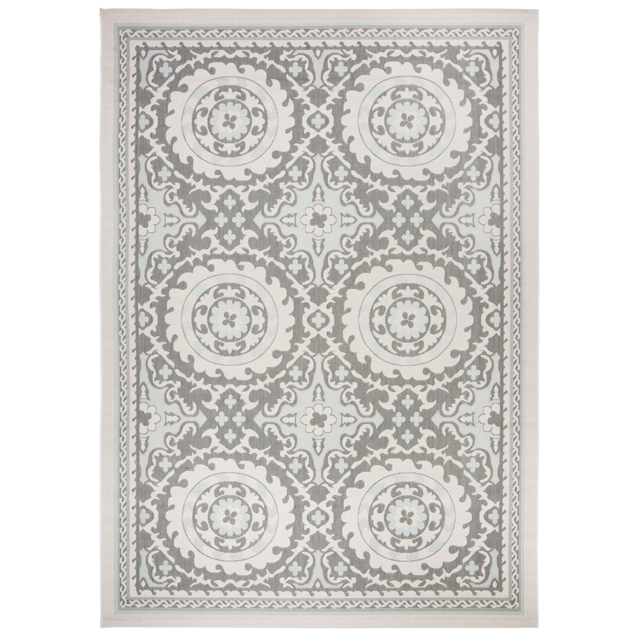 SAFAVIEH Outdoor CY7059-78A18 Courtyard Lt Grey / Anthracite Rug - 6' 7 X 9' 6
