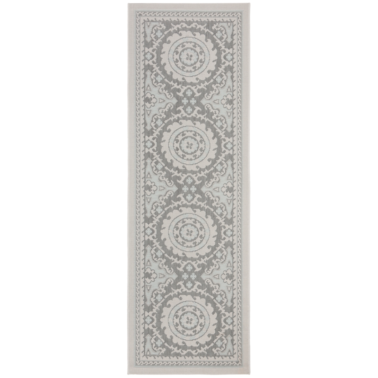 SAFAVIEH Outdoor CY7059-78A18 Courtyard Lt Grey / Anthracite Rug - 2' 3 X 6' 7
