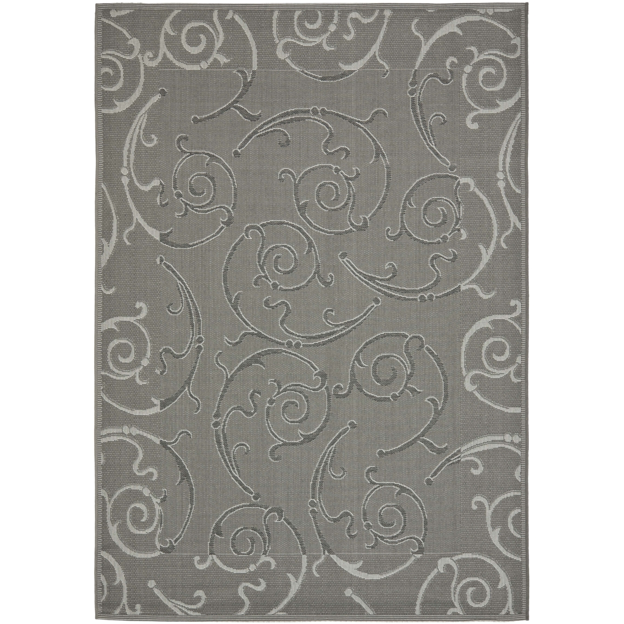 SAFAVIEH Outdoor CY7108-87A5 Courtyard Anthracite / Lt Grey Rug - 4' X 5' 7