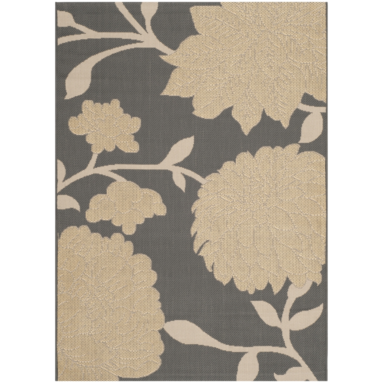 SAFAVIEH Outdoor CY7321-246A21 Courtyard Anthracite / Beige Rug - 4' Square