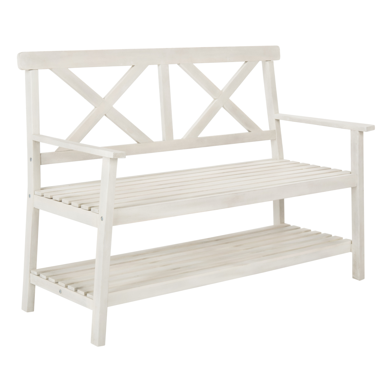 SAFAVIEH Outdoor Collection Mayer 49.21-inch Wide Outdoor Bench White