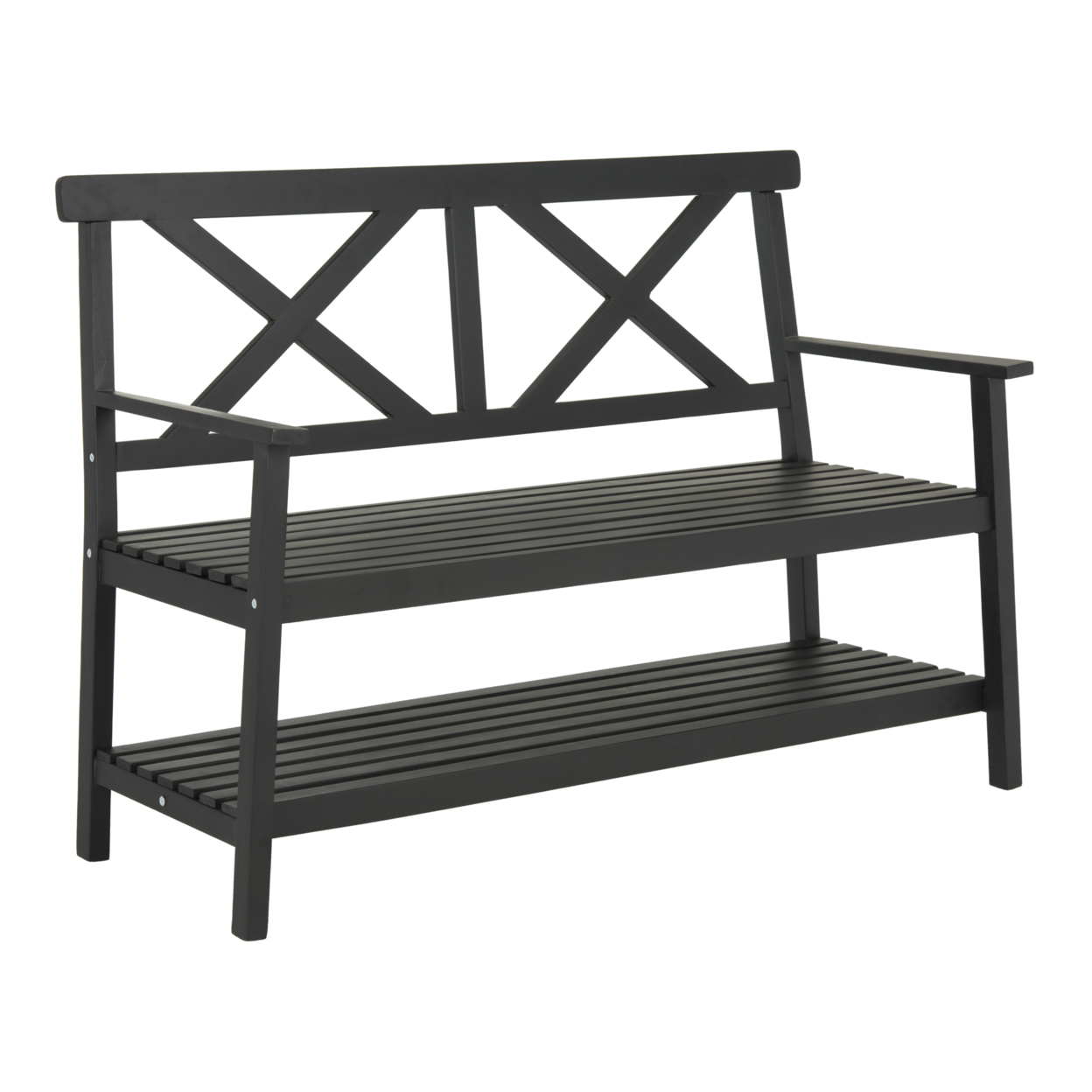 SAFAVIEH Outdoor Collection Mayer 49.21-inch Wide Outdoor Bench Black