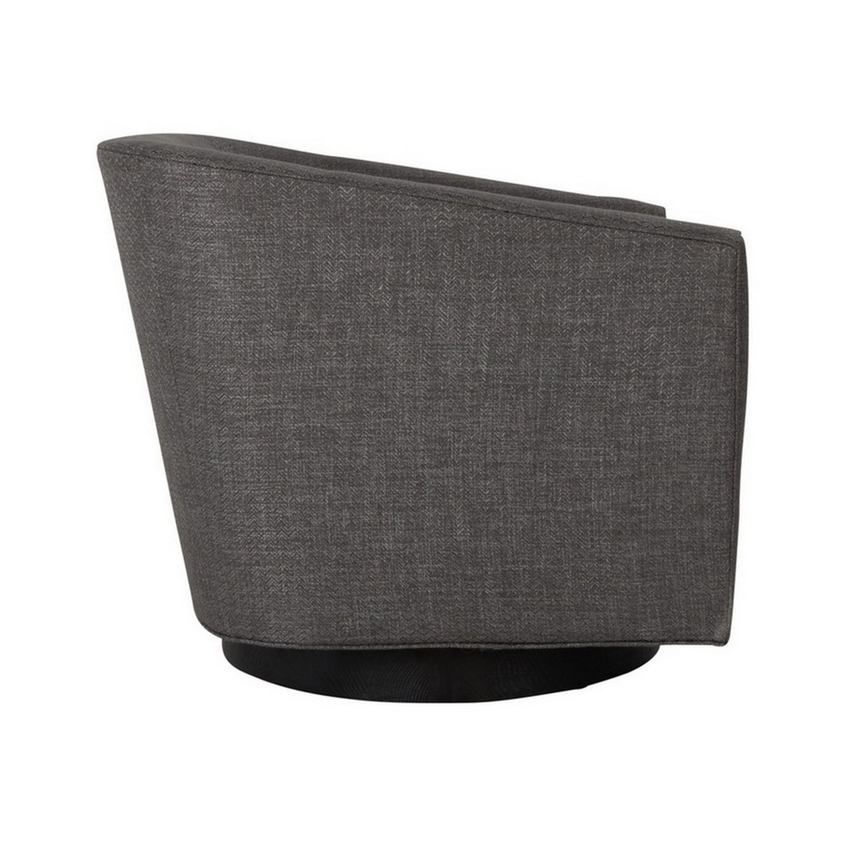 30 Inch Modern Swivel Accent Chair, Handcrafted, Ash Wood, Gray Polyester- Saltoro Sherpi