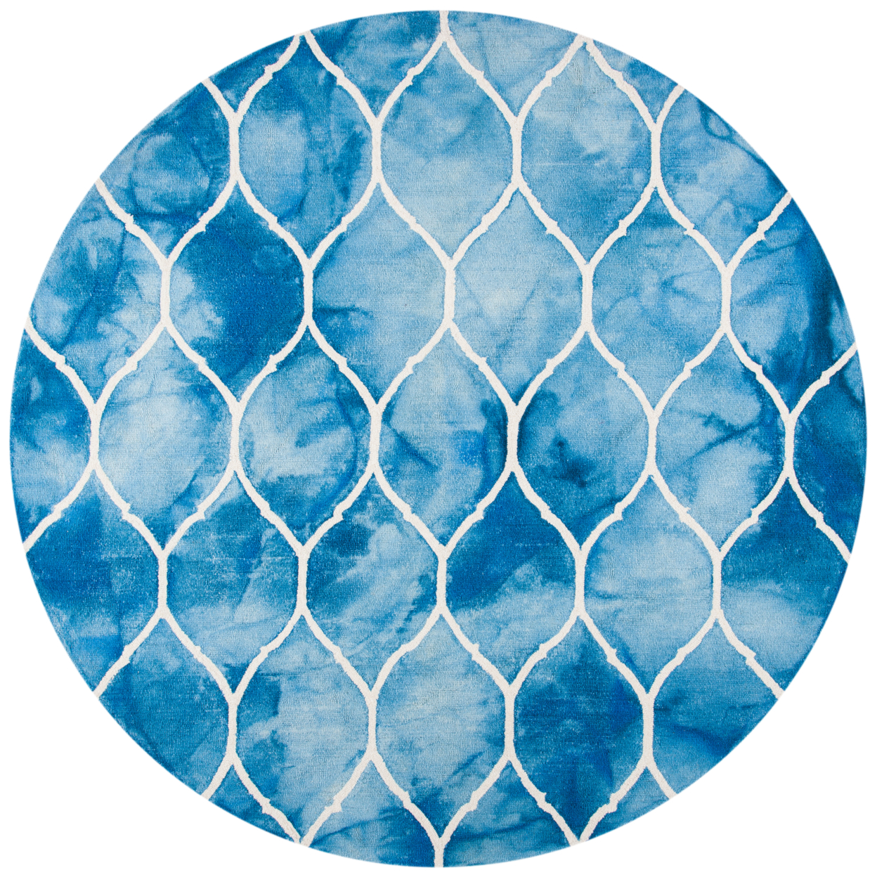 SAFAVIEH Dip Dye DDY685G Handmade Blue / Ivory Rug - 7' Round