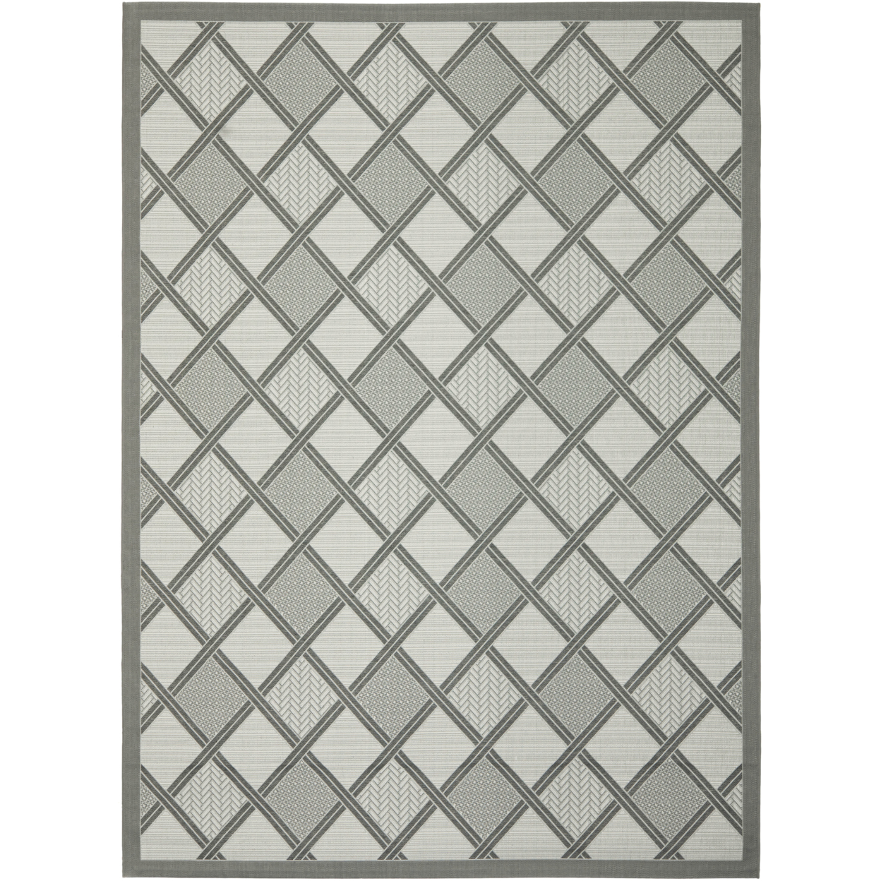 SAFAVIEH Outdoor CY7570-78A5 Courtyard Anthracite / Lt Grey Rug - 4' X 5' 7