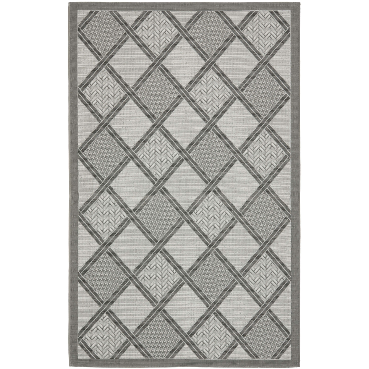 SAFAVIEH Outdoor CY7570-78A5 Courtyard Anthracite / Lt Grey Rug - 5' 3 X 7' 7