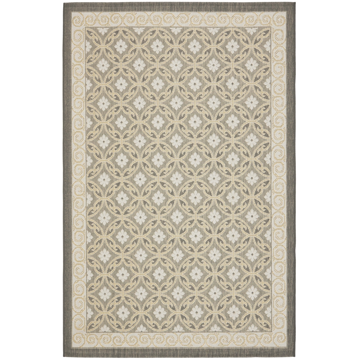 SAFAVIEH Outdoor CY7810-87A21 Courtyard Anthracite / Lt Grey Rug - 5' 3 X 7' 7