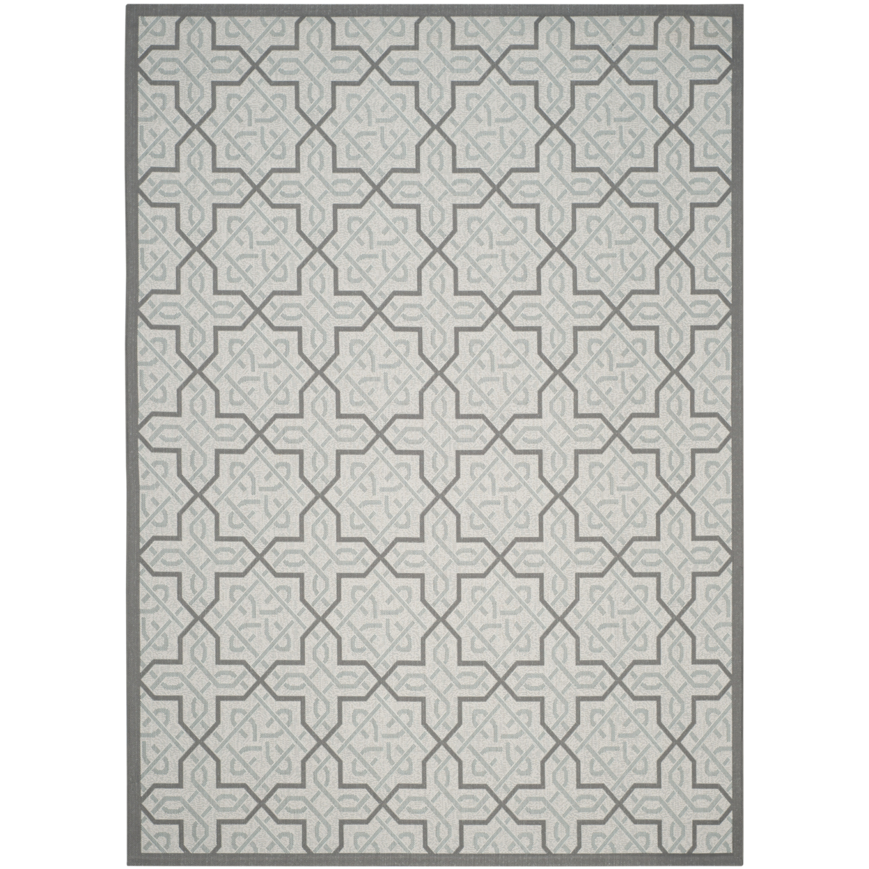 SAFAVIEH Outdoor CY7931-78A18 Courtyard Lt Grey / Anthracite Rug - 6' 7 X 9' 6