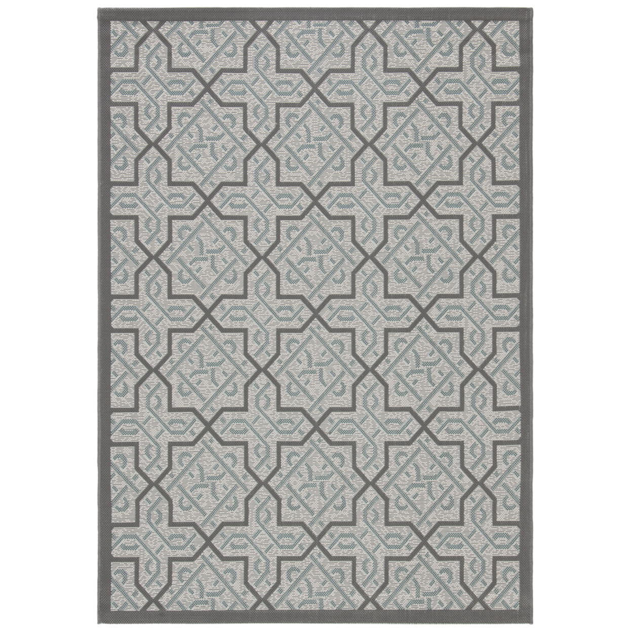 SAFAVIEH Outdoor CY7931-78A18 Courtyard Lt Grey / Anthracite Rug - 4' X 5' 7