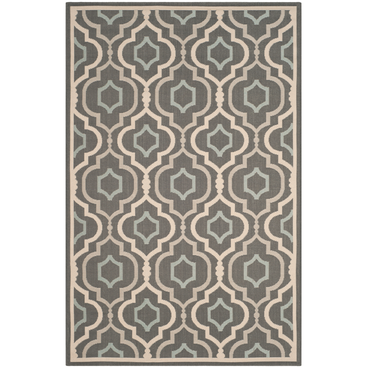 SAFAVIEH Outdoor CY7938-23621 Courtyard Grey / Blue Rug - 6' 7 Square
