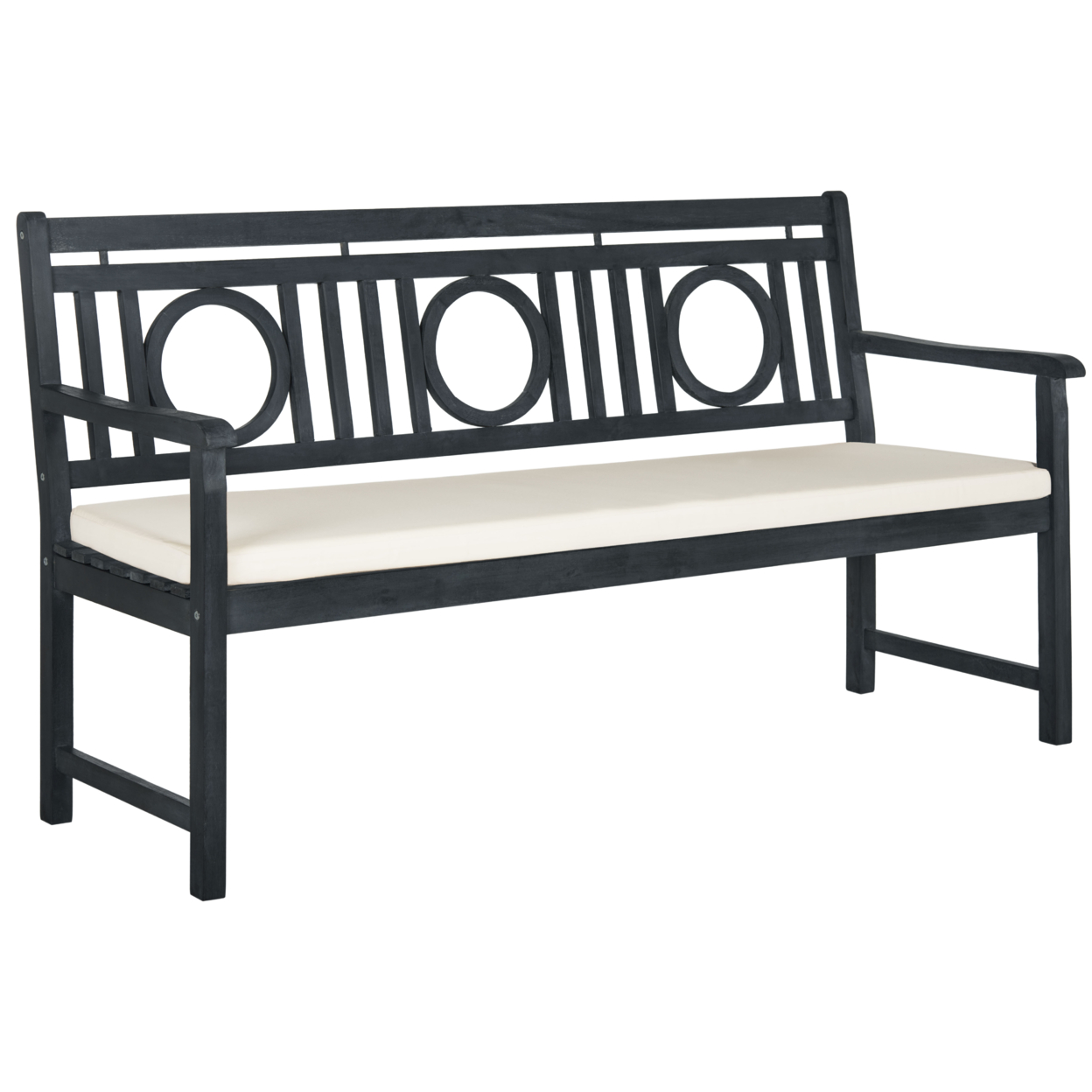 SAFAVIEH Outdoor Collection Montclair 3-Seat Bench Dark Slate Grey/Beige