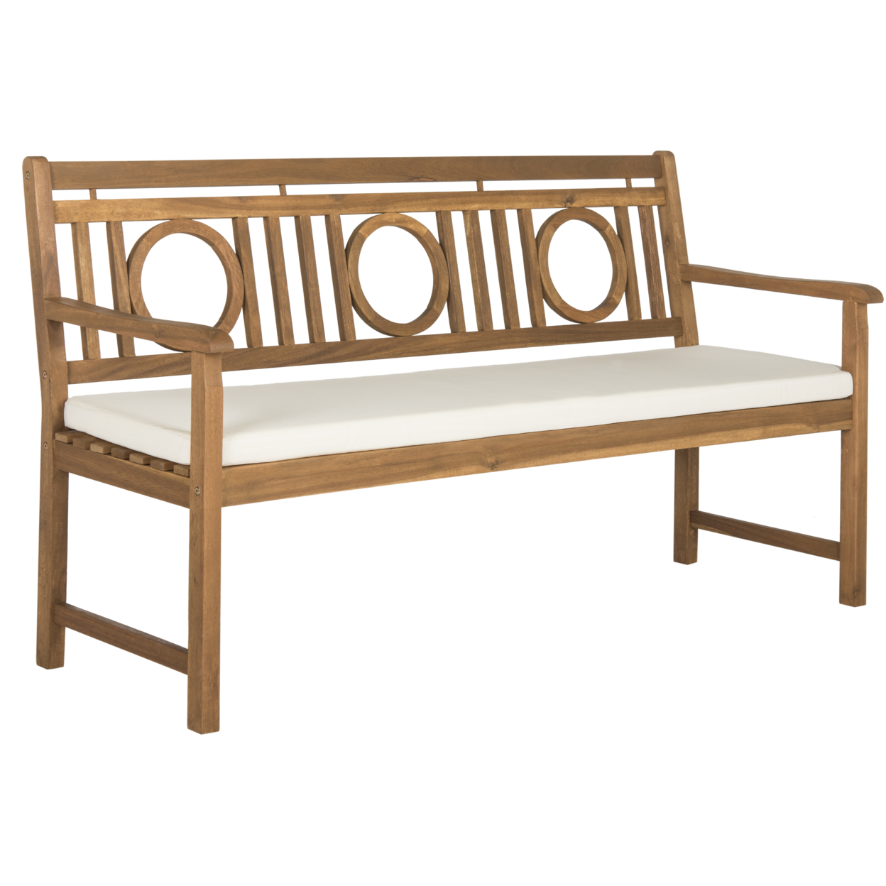 SAFAVIEH Outdoor Collection Montclair 3-Seat Bench Natural/Beige