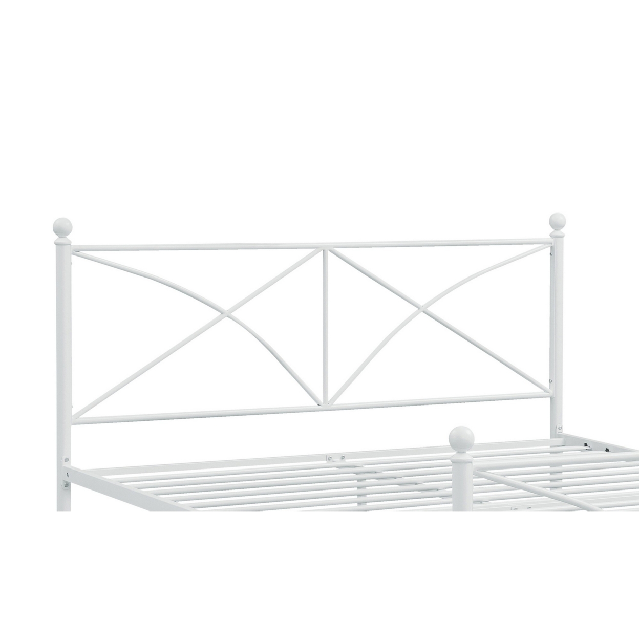 Kelly Modern Queen Size Bed, Heavy Steel Metal Frame, Matte Finished White
