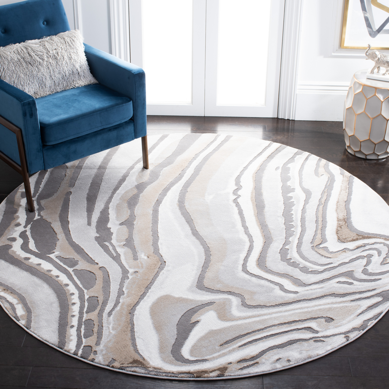 SAFAVIEH Craft Collection CFT843D Gold / Grey Rug - 6-7 X 6-7 Square