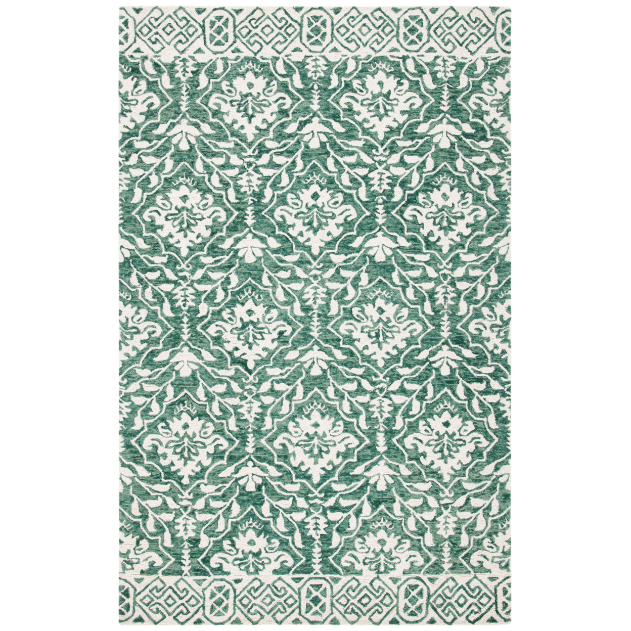 SAFAVIEH Dip Dye DDY901Y Handmade Dark Green / Ivory Rug - 6' 6 Square