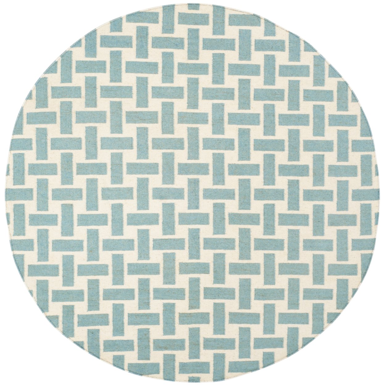 SAFAVIEH Dhurries DHU201A Handwoven Turquoise /Ivory Rug - 6' Round