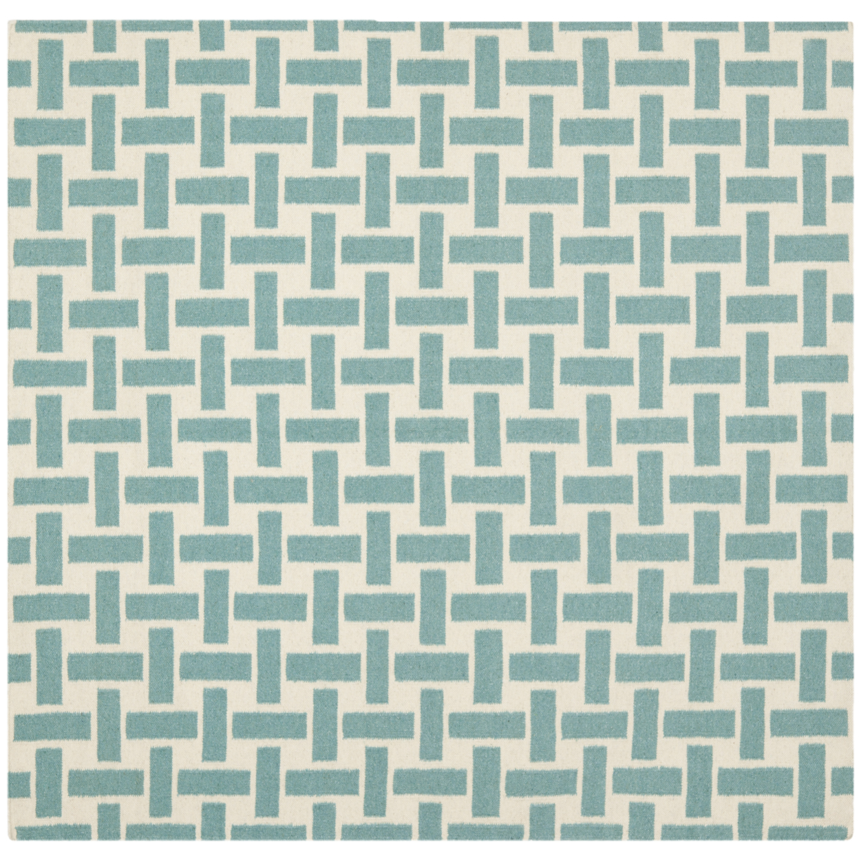 SAFAVIEH Dhurries DHU201A Handwoven Turquoise /Ivory Rug - 6' Square