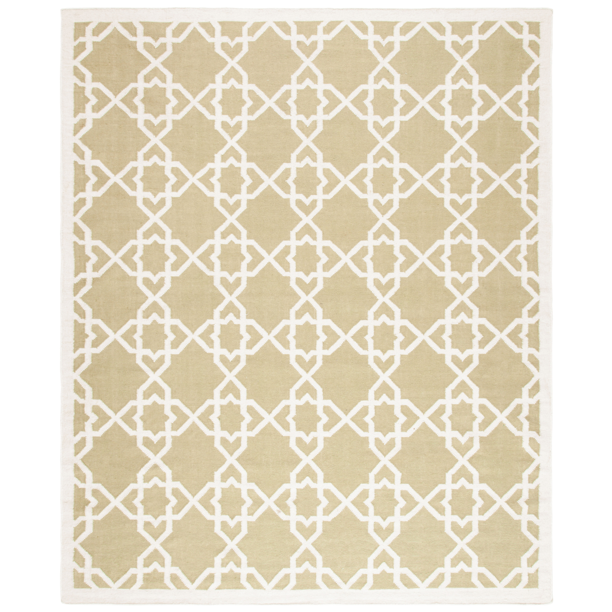 SAFAVIEH Dhurries DHU548A Handwoven Olive / Ivory Rug - 8' X 10'