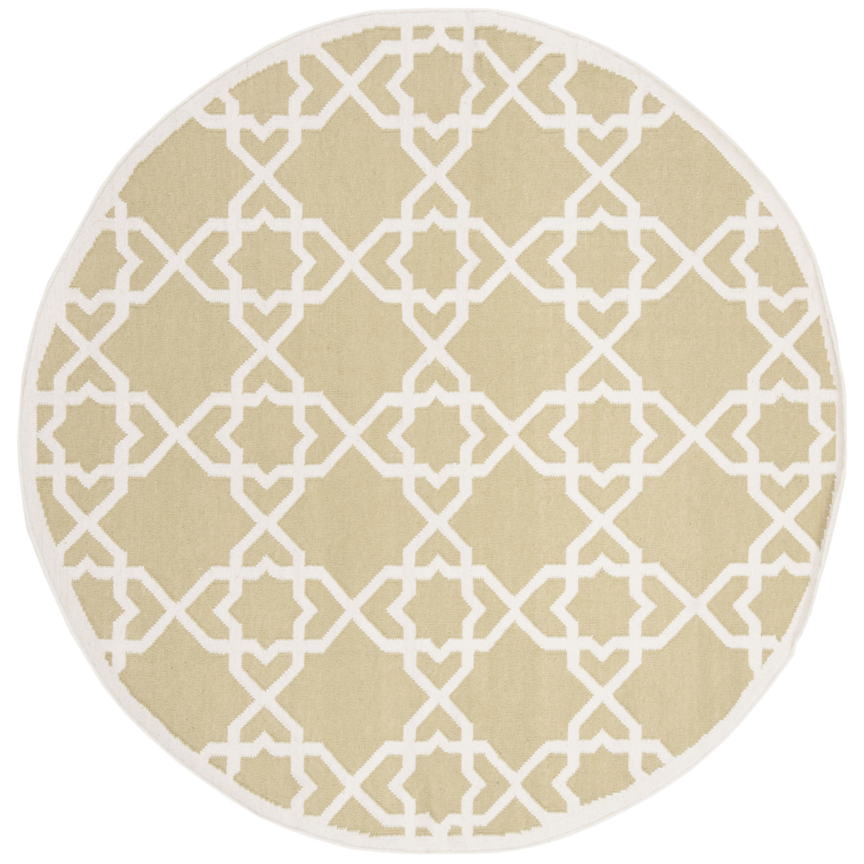 SAFAVIEH Dhurries DHU548A Handwoven Olive / Ivory Rug - 6' Round