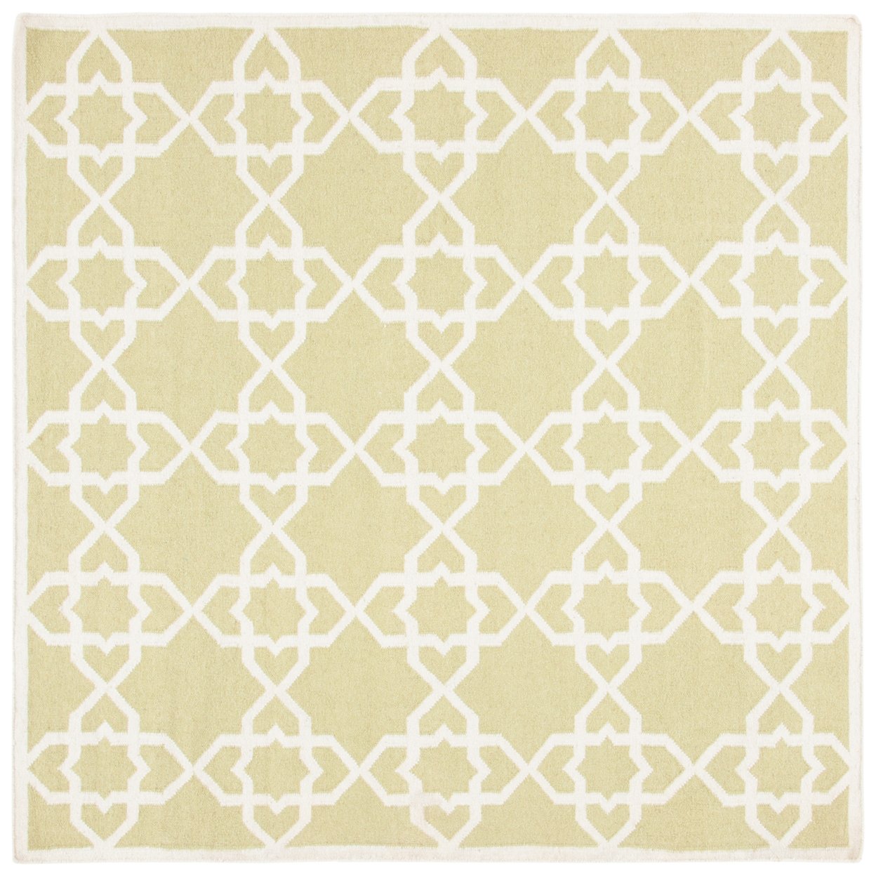 SAFAVIEH Dhurries DHU548A Handwoven Olive / Ivory Rug - 8' Square