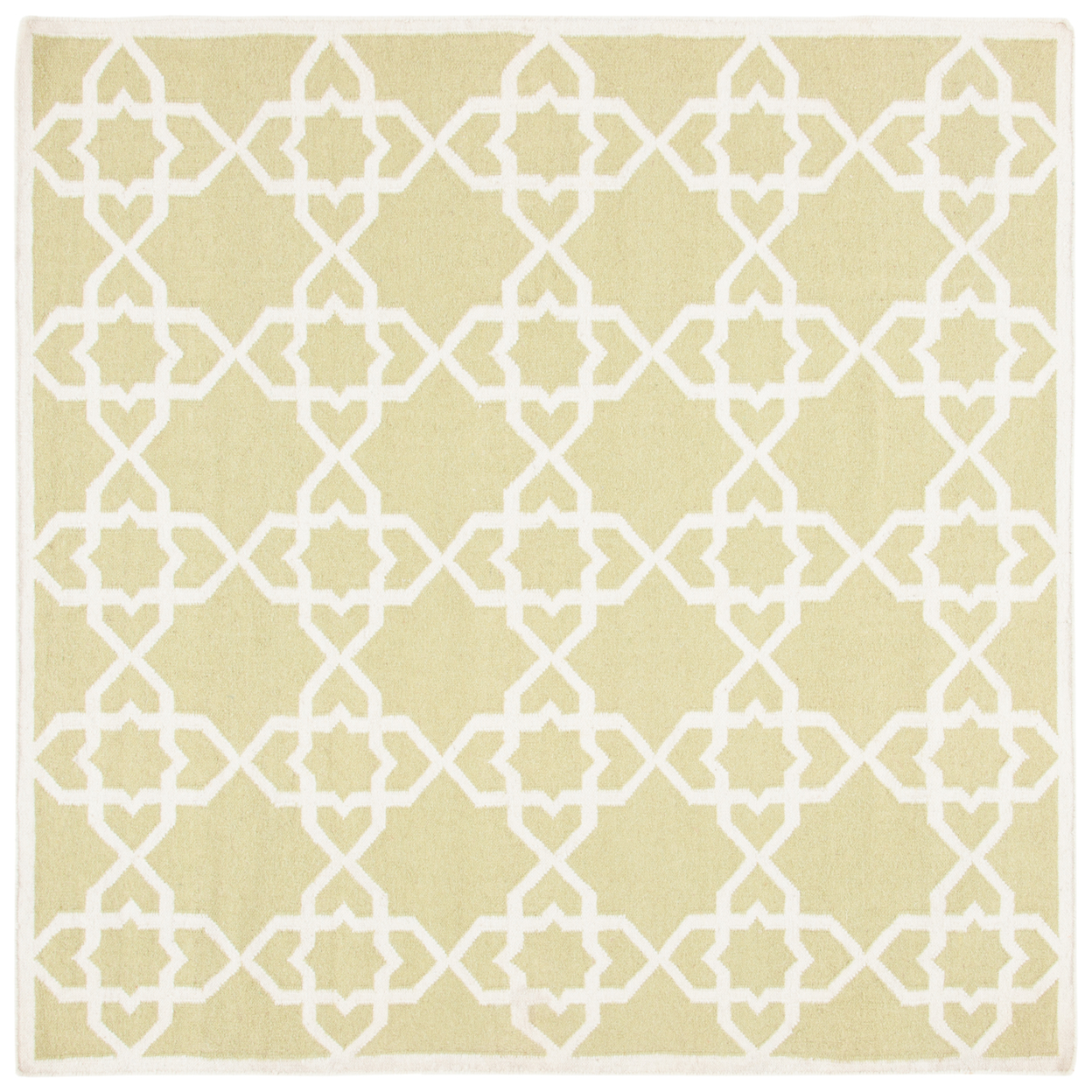 SAFAVIEH Dhurries DHU548A Handwoven Olive / Ivory Rug - 6' Square