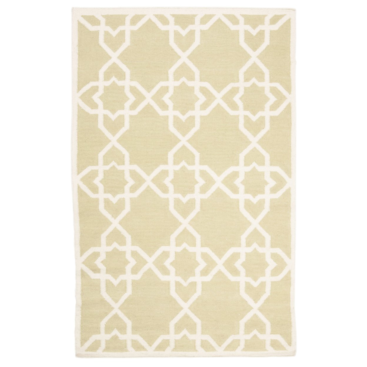 SAFAVIEH Dhurries DHU548A Handwoven Olive / Ivory Rug - 5' X 8'