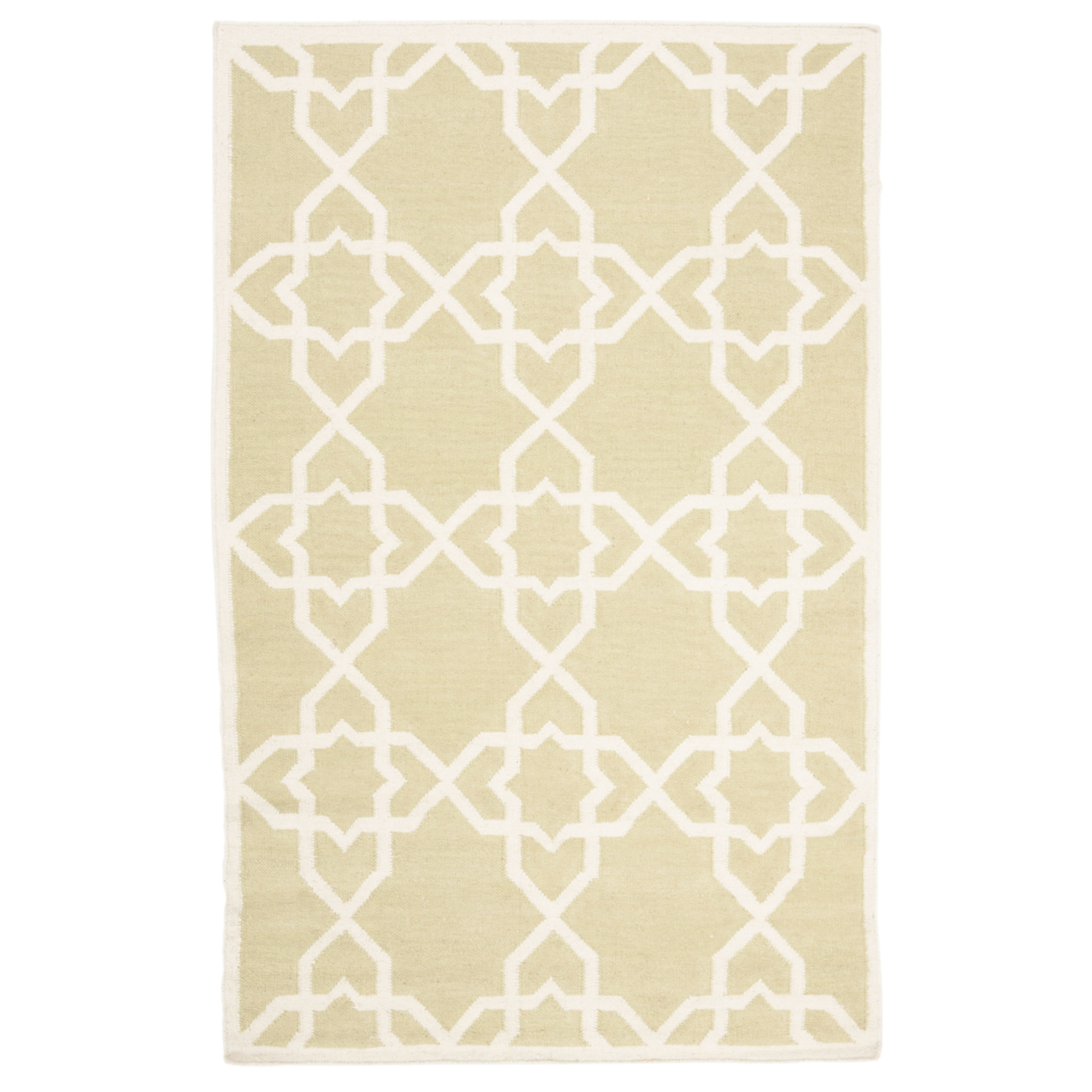 SAFAVIEH Dhurries DHU548A Handwoven Olive / Ivory Rug - 4' X 6'