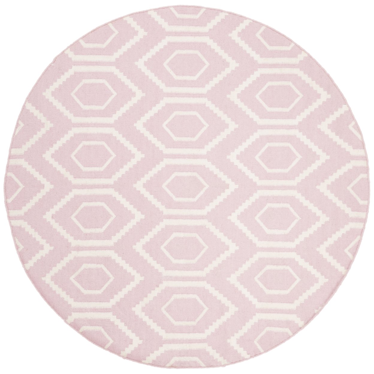 SAFAVIEH DHU556C Dhurries Pink / Ivory - 6' Square