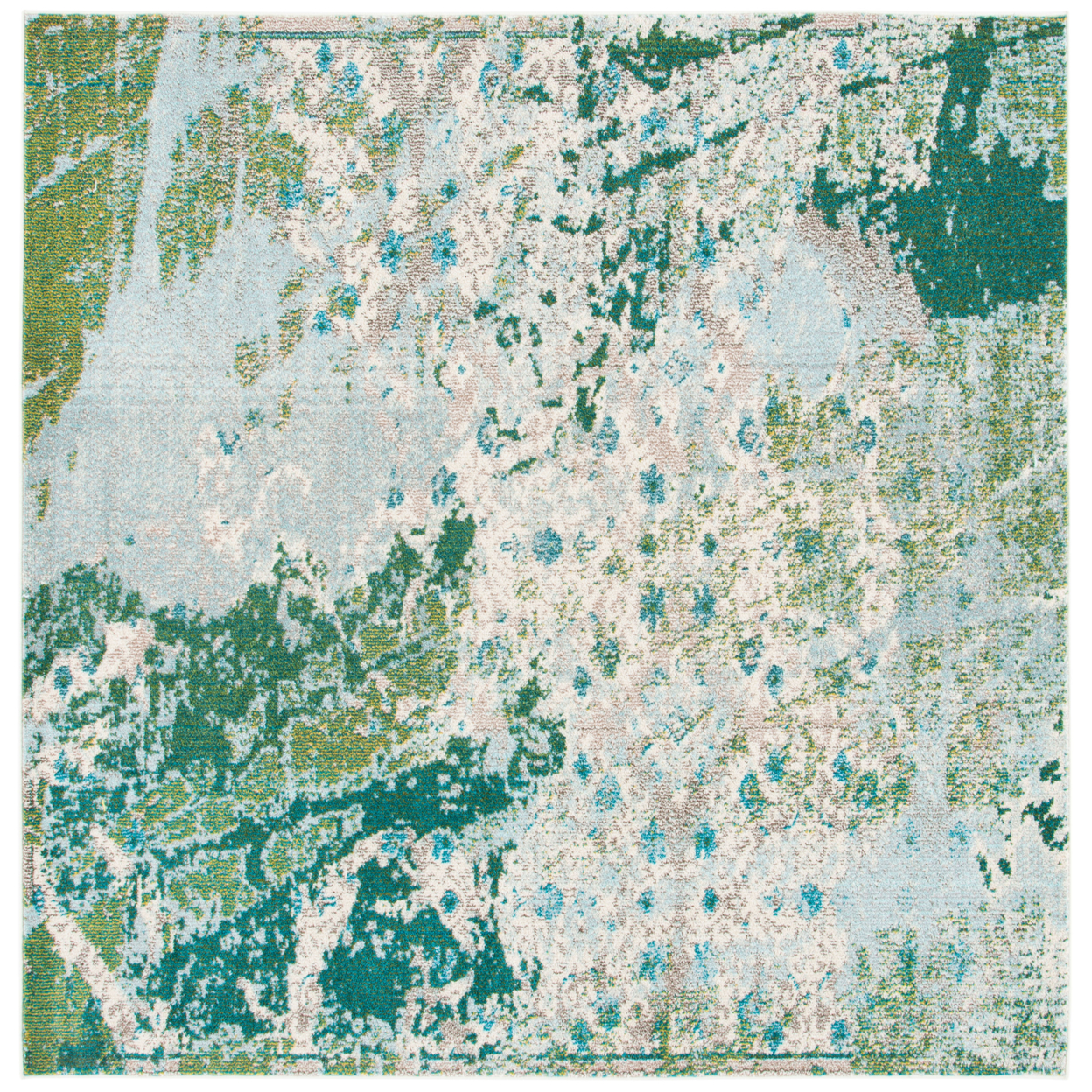 SAFAVIEH Madison Collection MAD499X Green / Blue Rug - 5' Square