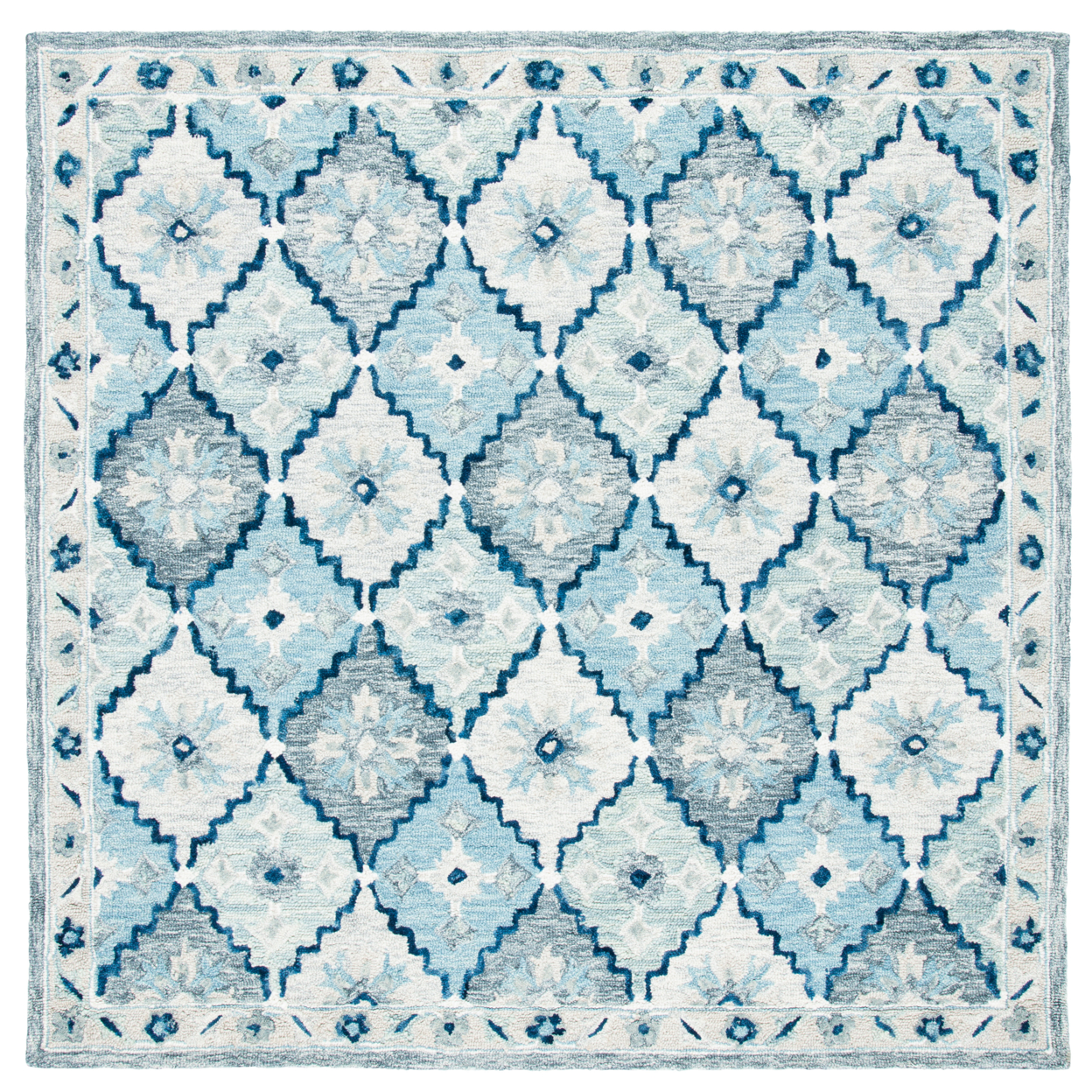 SAFAVIEH Suzani SZN501M Handmade Blue / Grey Rug - 6' Square