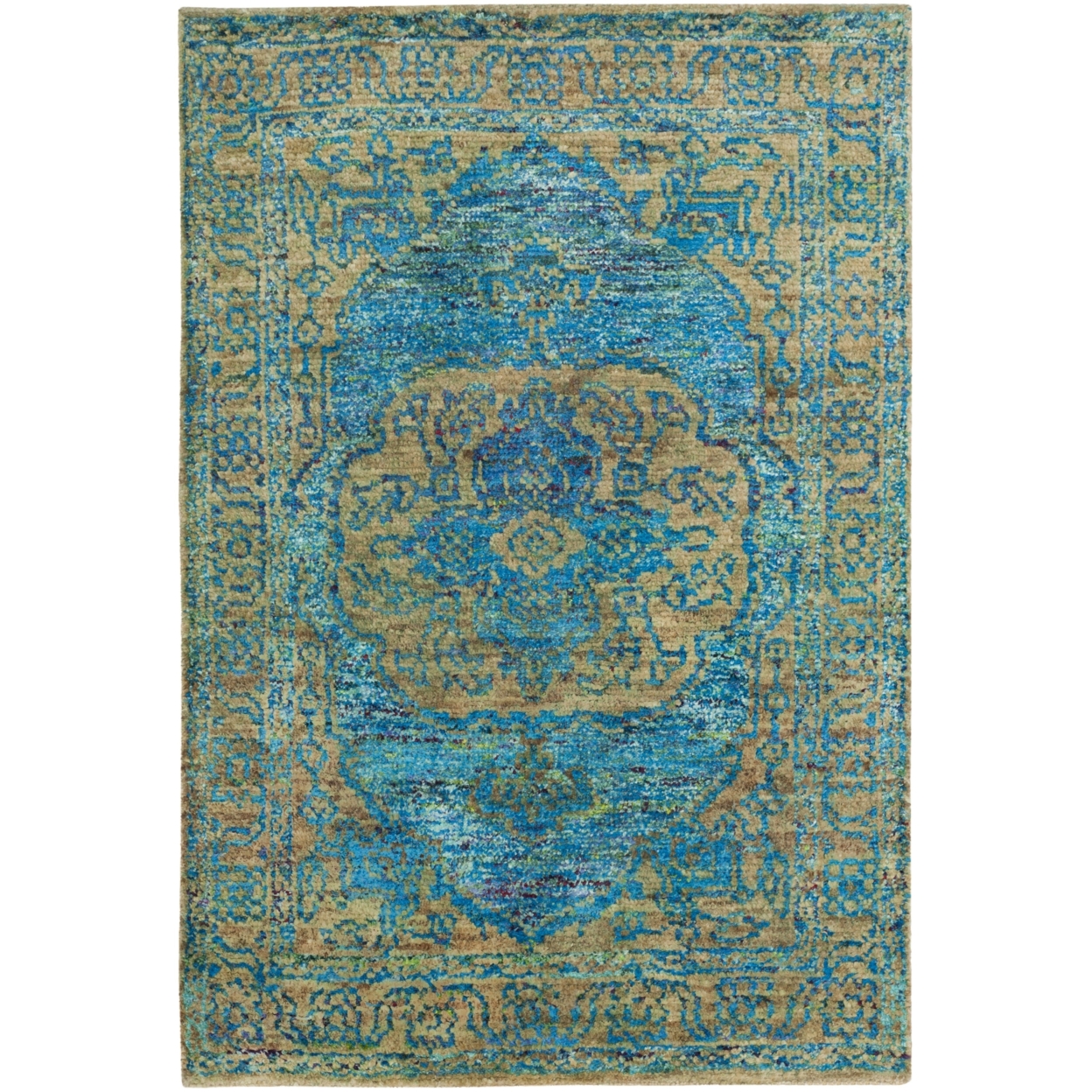 SAFAVIEH Tangier TGR603B Hand-knotted Teal / Beige Rug - 5' X 8'