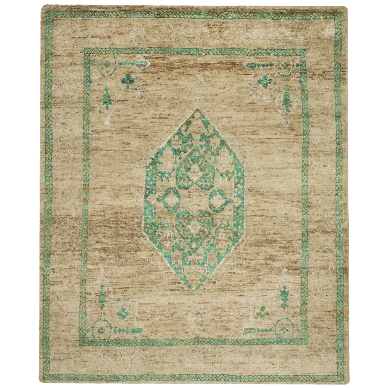 SAFAVIEH Tangier TGR606A Hand-knotted Beige / Emerald Rug - 8' X 10'