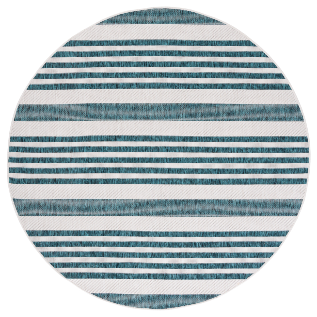 SAFAVIEH Outdoor CY8062-53512 Courtyard Ivory / Teal Rug - 6' 7 Round