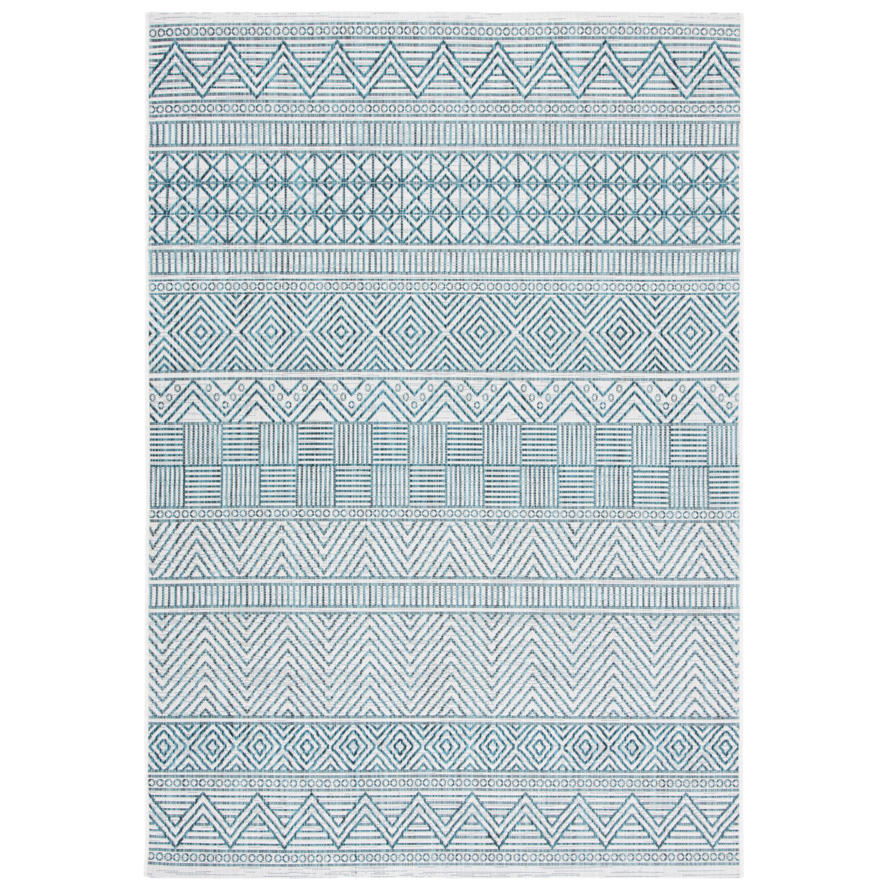 SAFAVIEH Outdoor CY8196-53512 Courtyard Ivory / Turquoise Rug - 9' X 12'