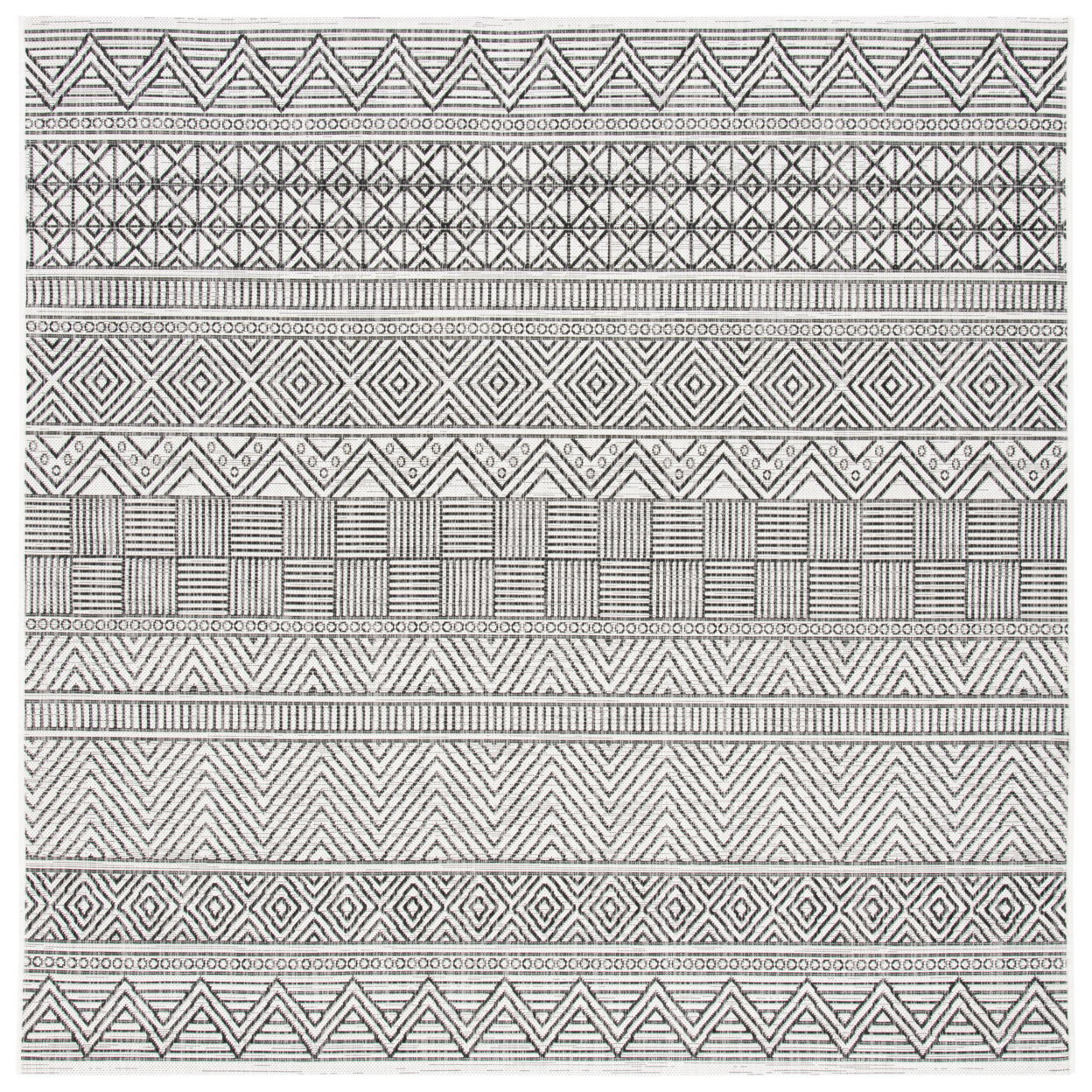 SAFAVIEH Outdoor CY8196-53712 Courtyard Ivory / Black Rug - 6' 7 Square