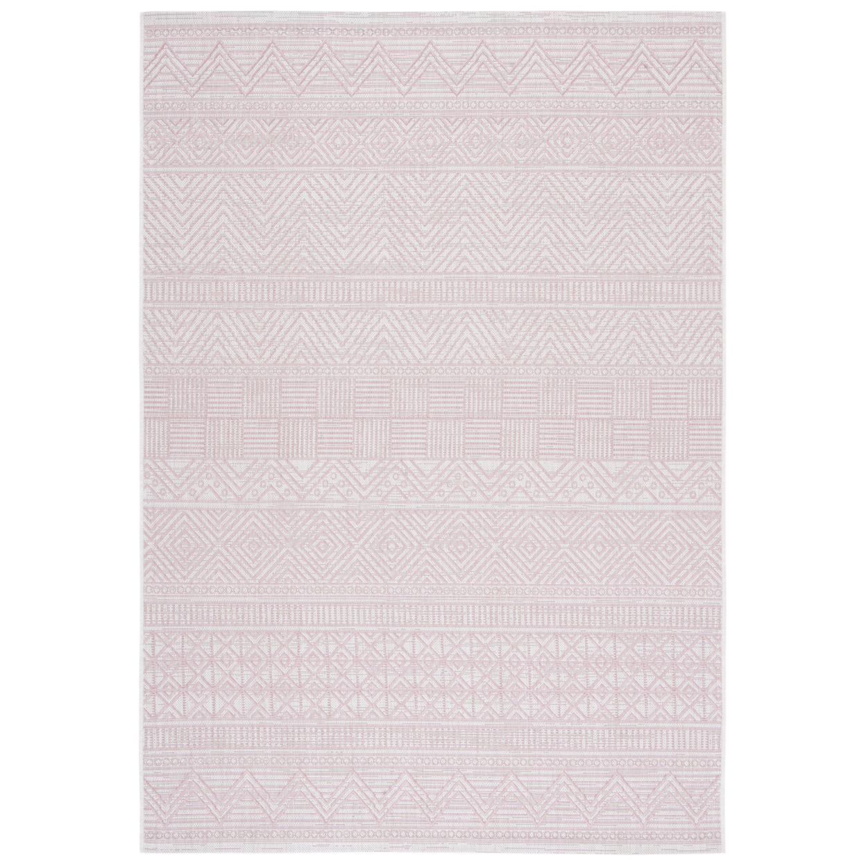 SAFAVIEH Outdoor CY8196-56212 Courtyard Ivory / Pink Rug - 6' 7 Square