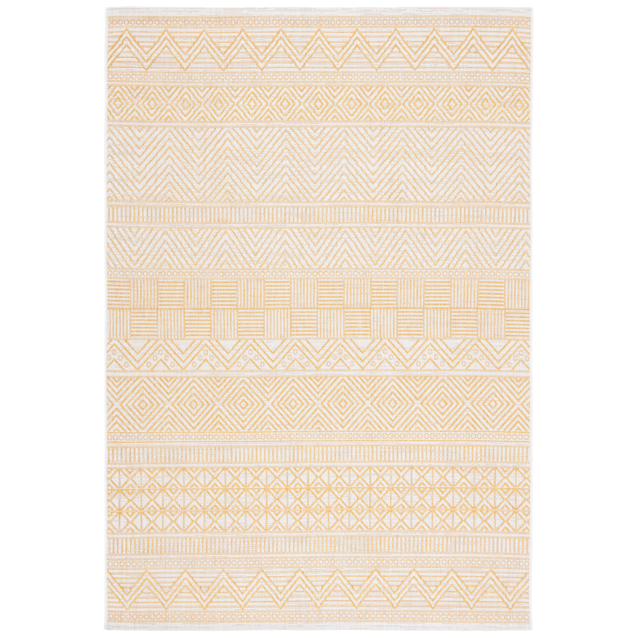 SAFAVIEH Outdoor CY8196-56012 Courtyard Beige / Gold Rug - 6' 7 Square