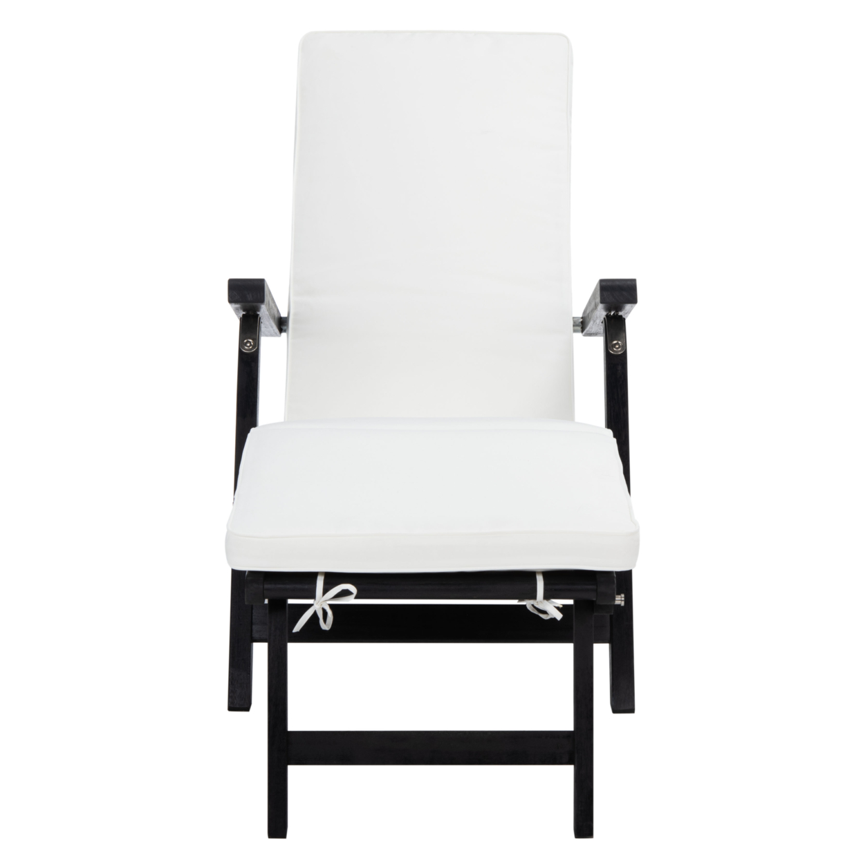 SAFAVIEH Outdoor Collection Palmdale Lounge Chair Black Wood/Beige Cushion