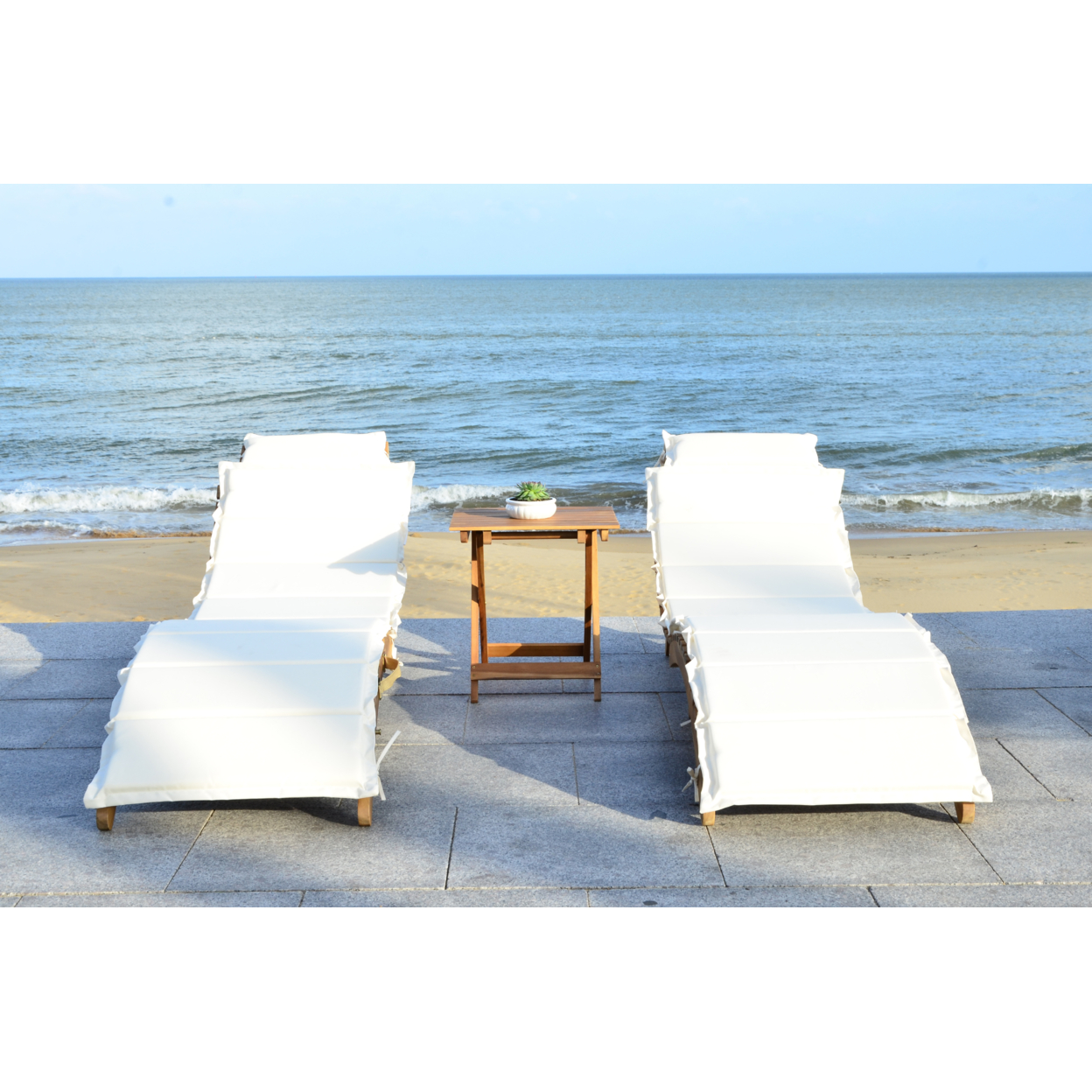 SAFAVIEH Outdoor Collection Pacifica 3-Piece Lounge Set Natural/Beige