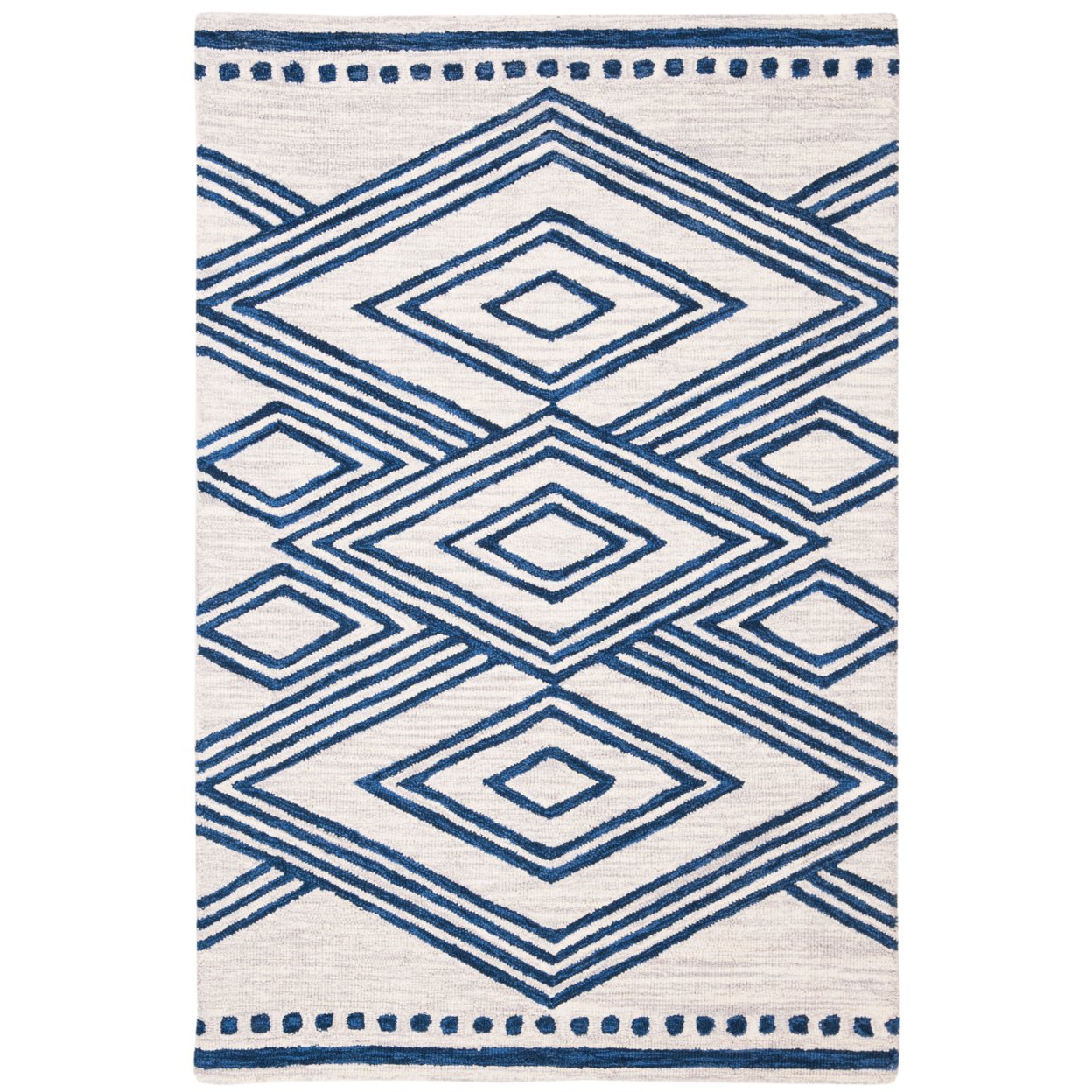 SAFAVIEH Micro-Loop Collection MLP156A Ivory / Navy Rug - 2' X 3'
