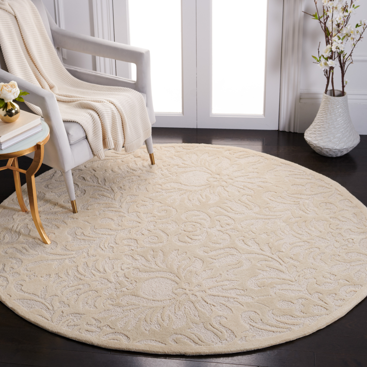 SAFAVIEH Total Performance TLP714F Hand-hooked Ivory Rug - 6' Round