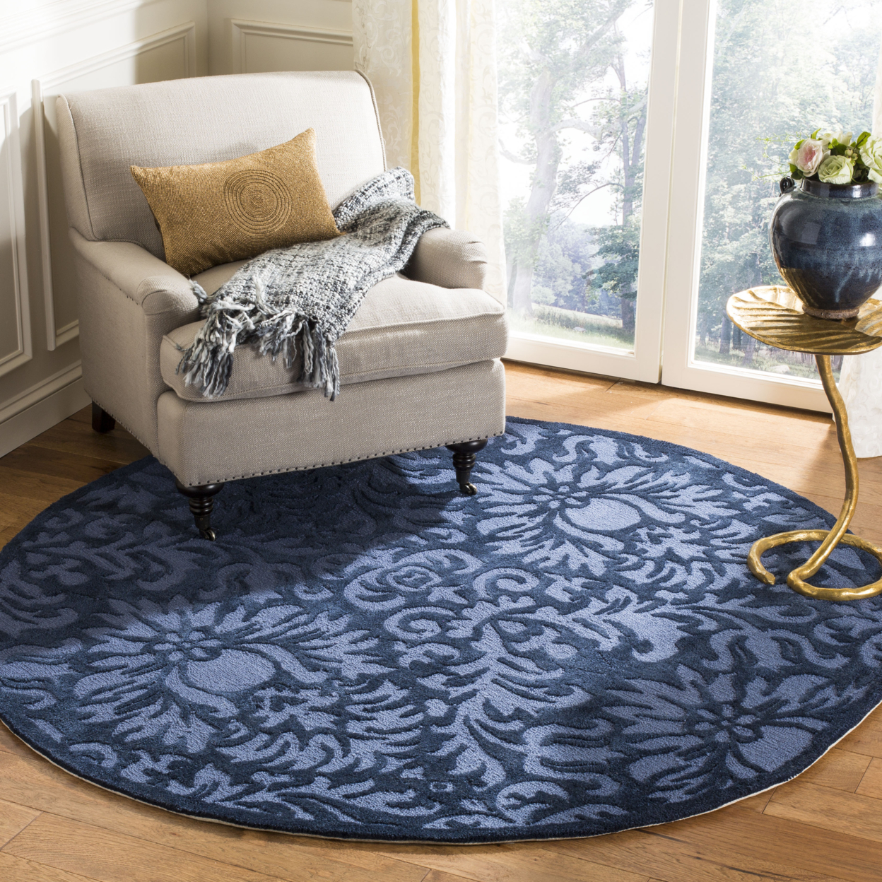SAFAVIEH Total Performance TLP714I Hand-hooked Navy Rug - 8' Round