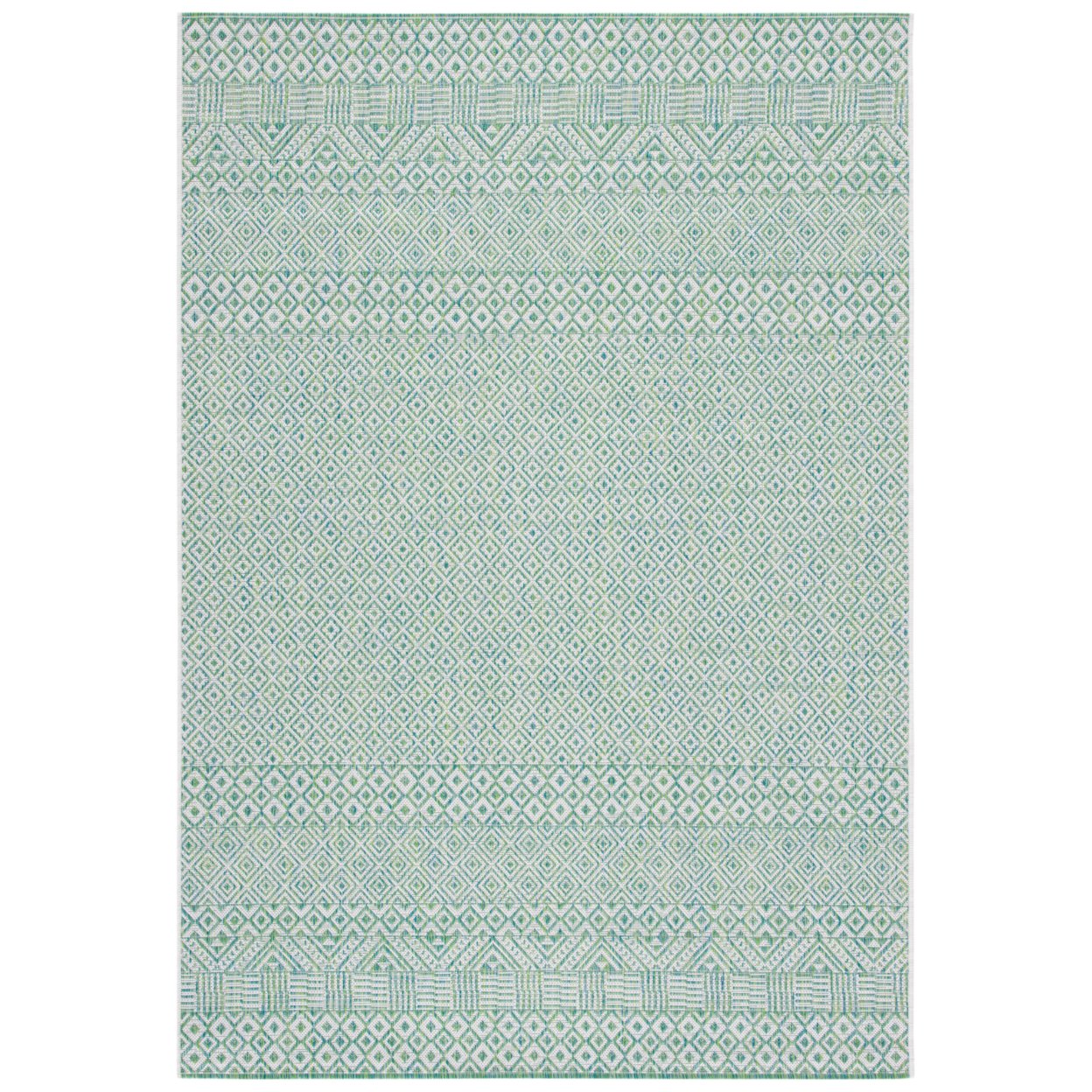 SAFAVIEH Outdoor CY8235-55712 Courtyard Ivory / Green Rug - 5' 3 Square