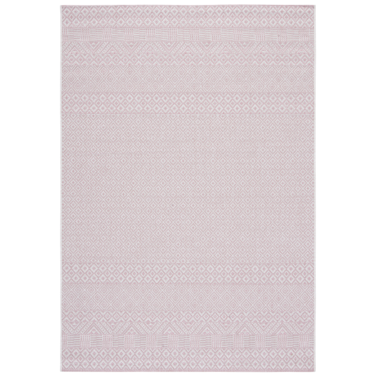 SAFAVIEH Outdoor CY8235-56212 Courtyard Ivory / Soft Pink Rug - 2' 3 X 8'